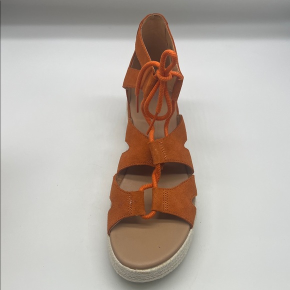 SOREL - Cameron Orange Suede Lace Up Lightweight Open Toe Platform Sandal SZ 9 - Picture 10 of 16